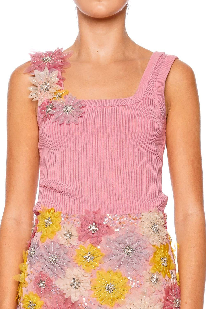 Bronte Flower Embellished Knit Tank