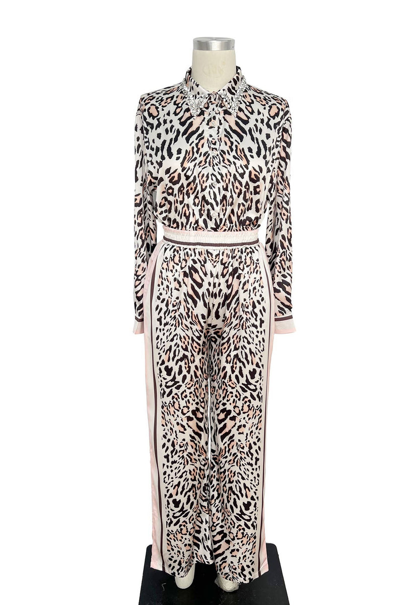 Leopard Print Embellished Top