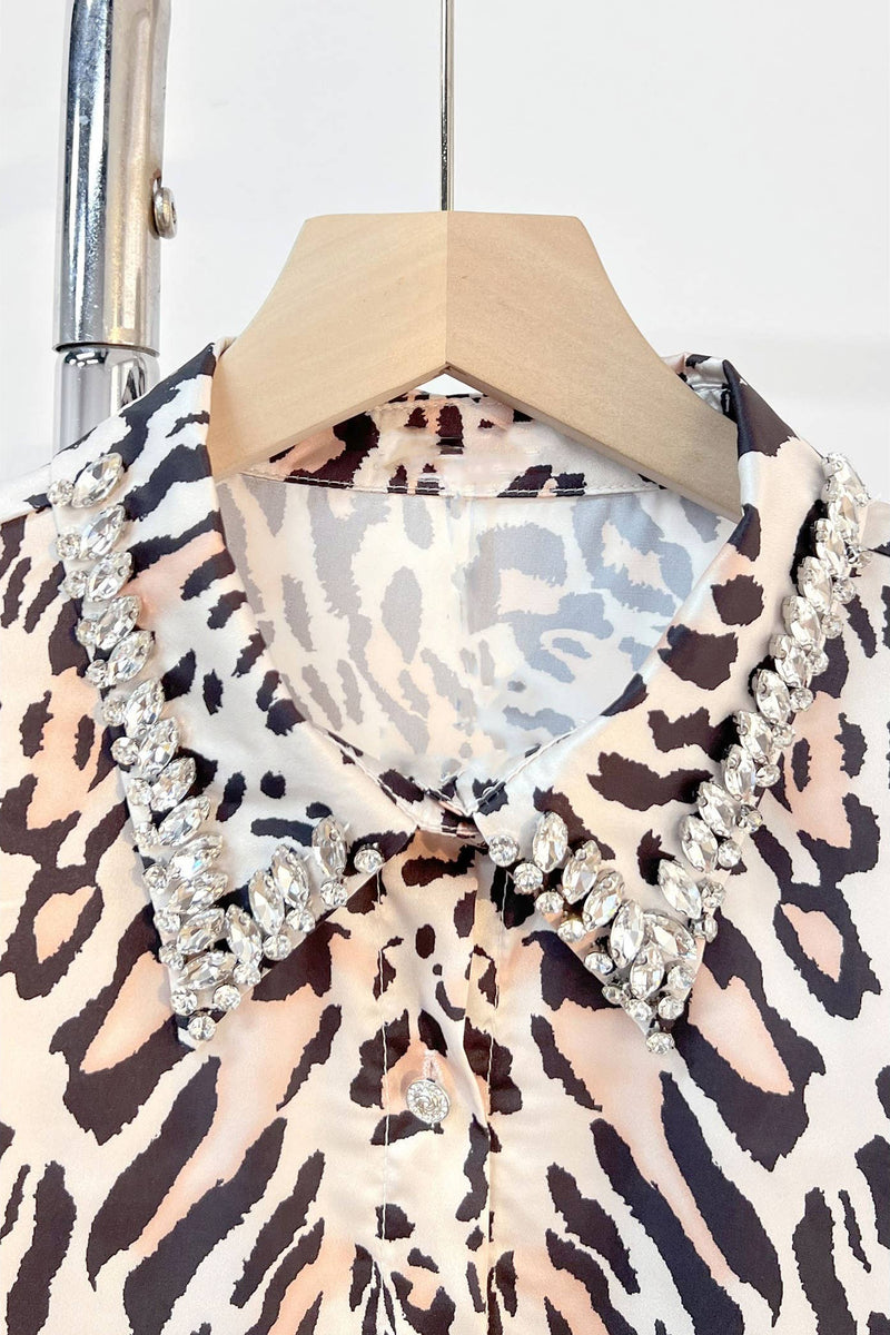 Leopard Print Embellished Top