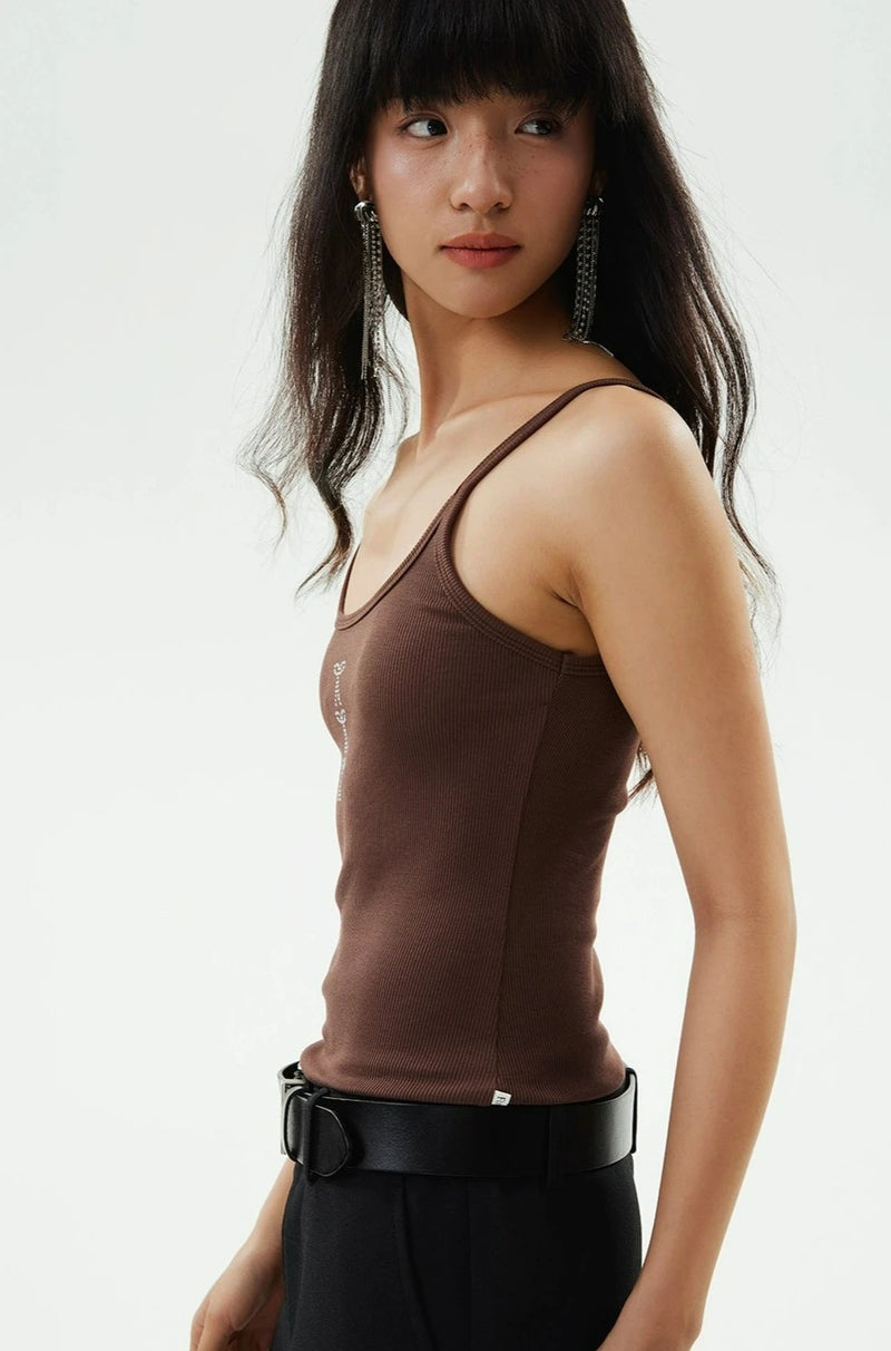 Slim Sleeveless Cami Top with Bow Embellished Accent