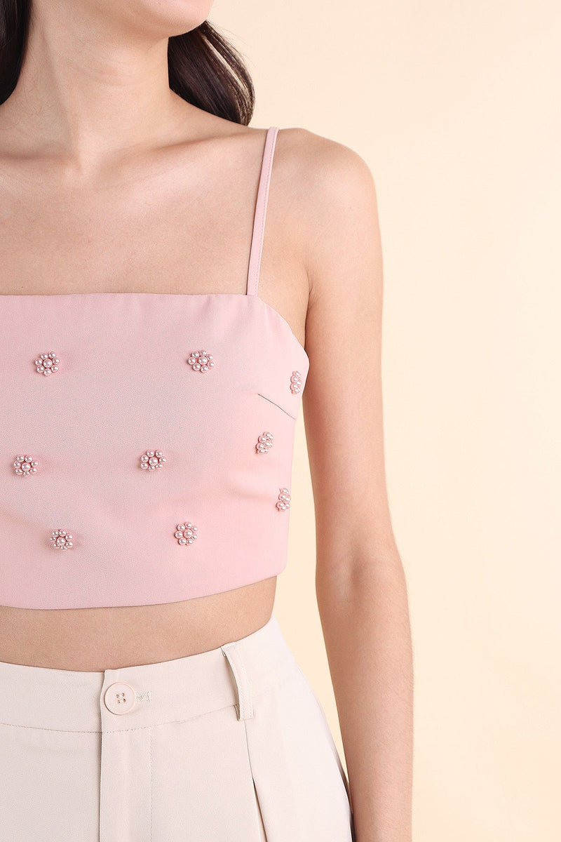 STARRY EMBELLISHED TOP IN PINK
