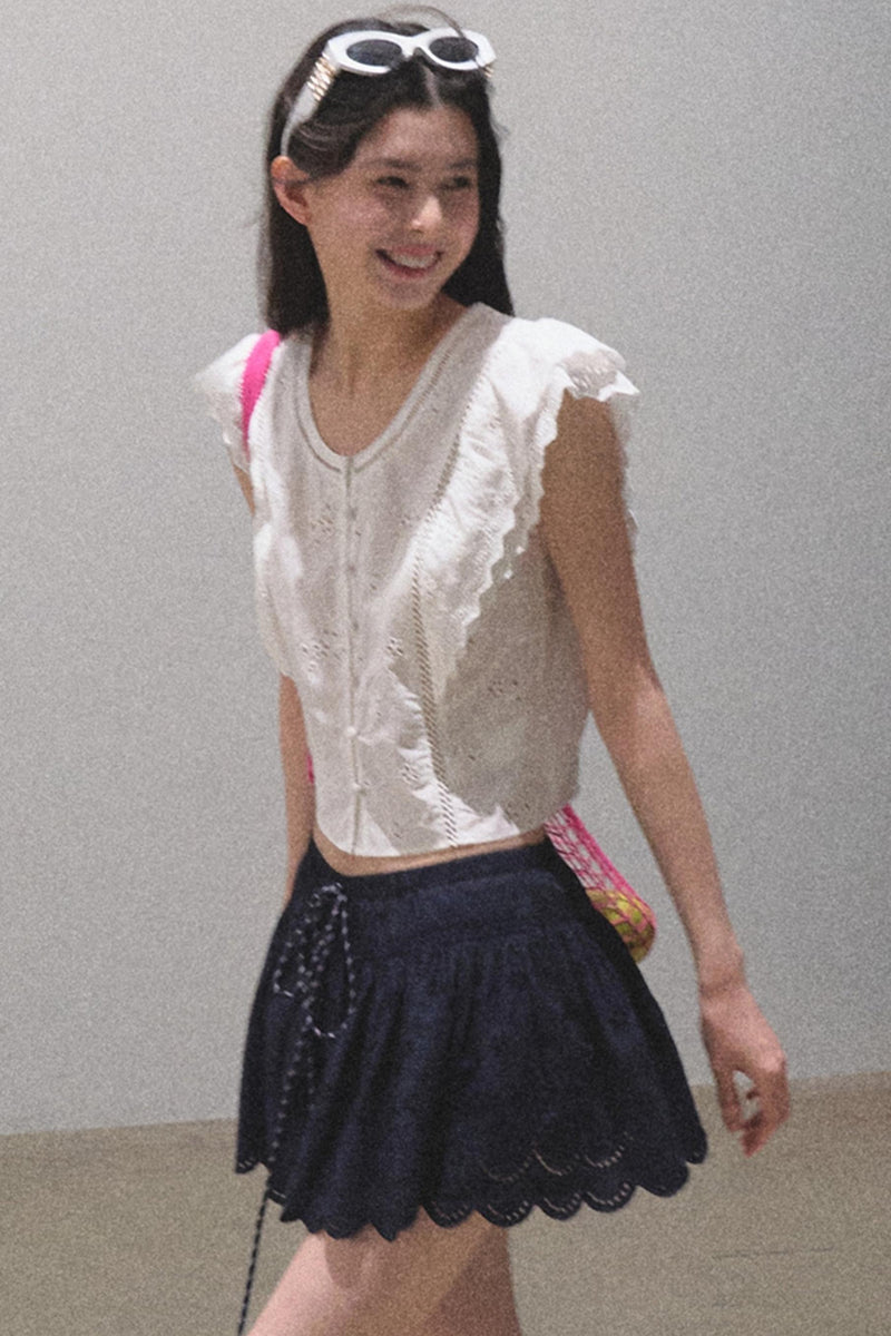 Bright Talent Lace-Embellished Sleeveless Top