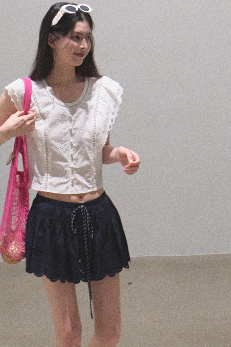 Bright Talent Lace-Embellished Sleeveless Top