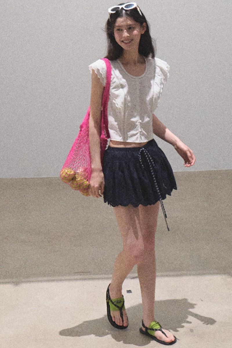 Bright Talent Lace-Embellished Sleeveless Top
