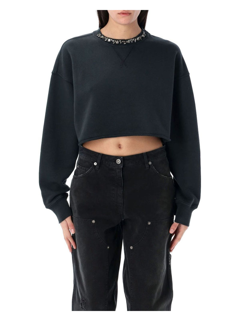 EMBELLISHED CROPPED SWEATSHIRT