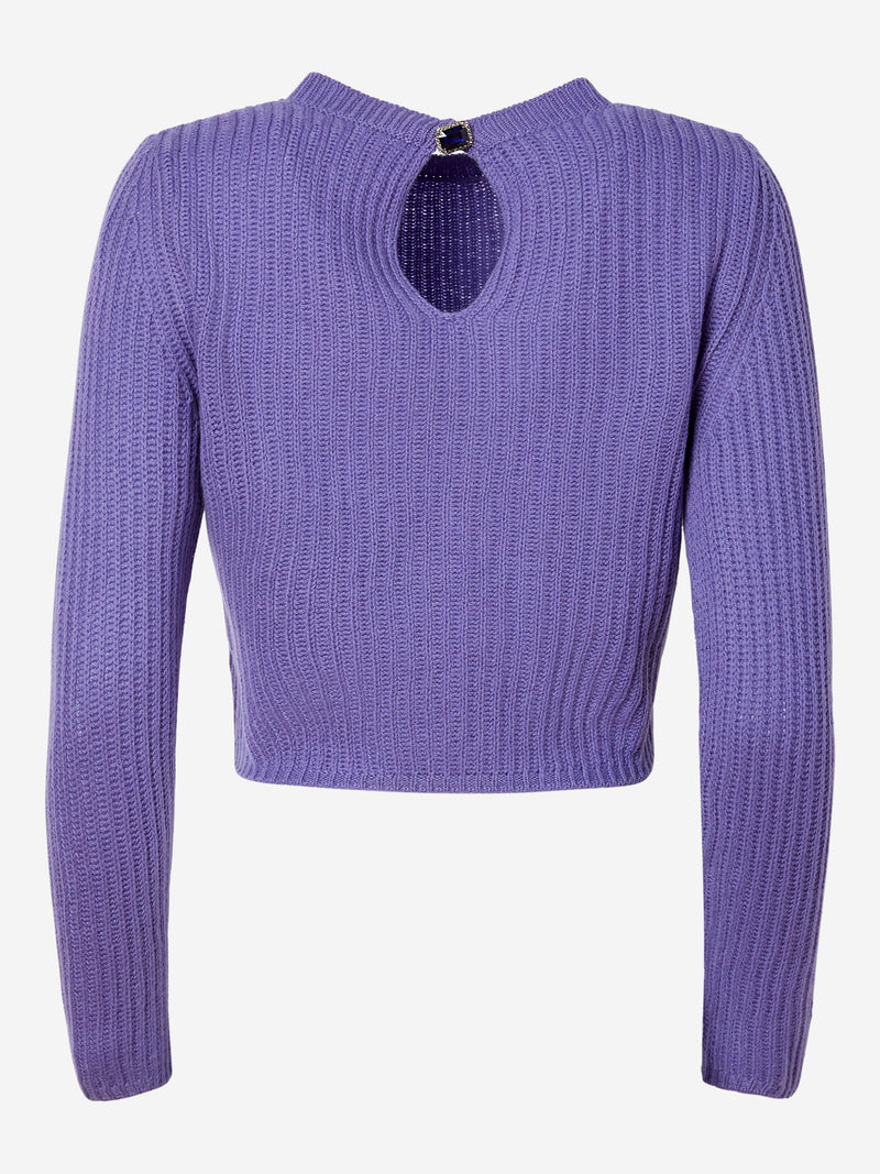 MIU MIU CROPPED BUTTON-EMBELLISHED SWEATER