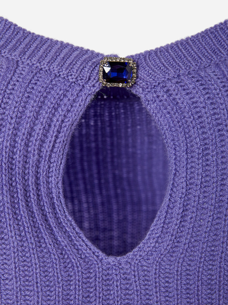 MIU MIU CROPPED BUTTON-EMBELLISHED SWEATER