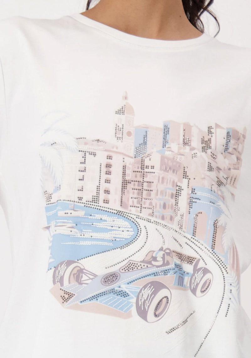Monari Embellished Graphic T Shirt, White