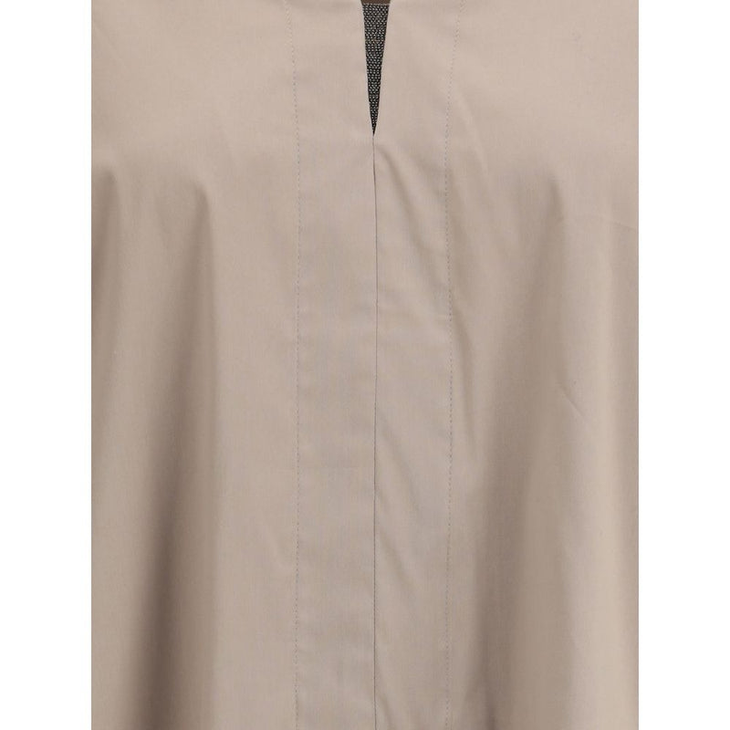 Brunello Cucinelli Wide Shirt in Jewel Embellished V-Neck
