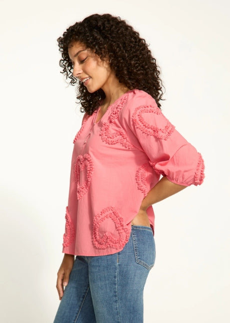 Heart Embellished Cotton Blouse