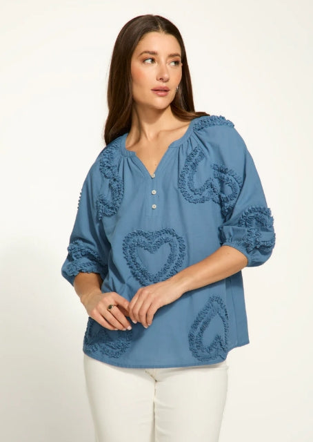 Heart Embellished Cotton Blouse