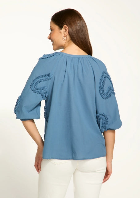 Heart Embellished Cotton Blouse