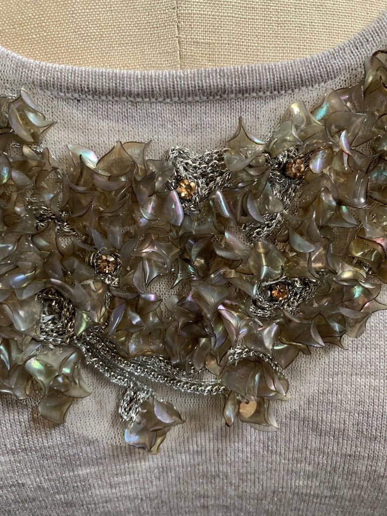 Embellished Chiffon Underlay Knit Tee (Varying Contrast Chiffon Available)