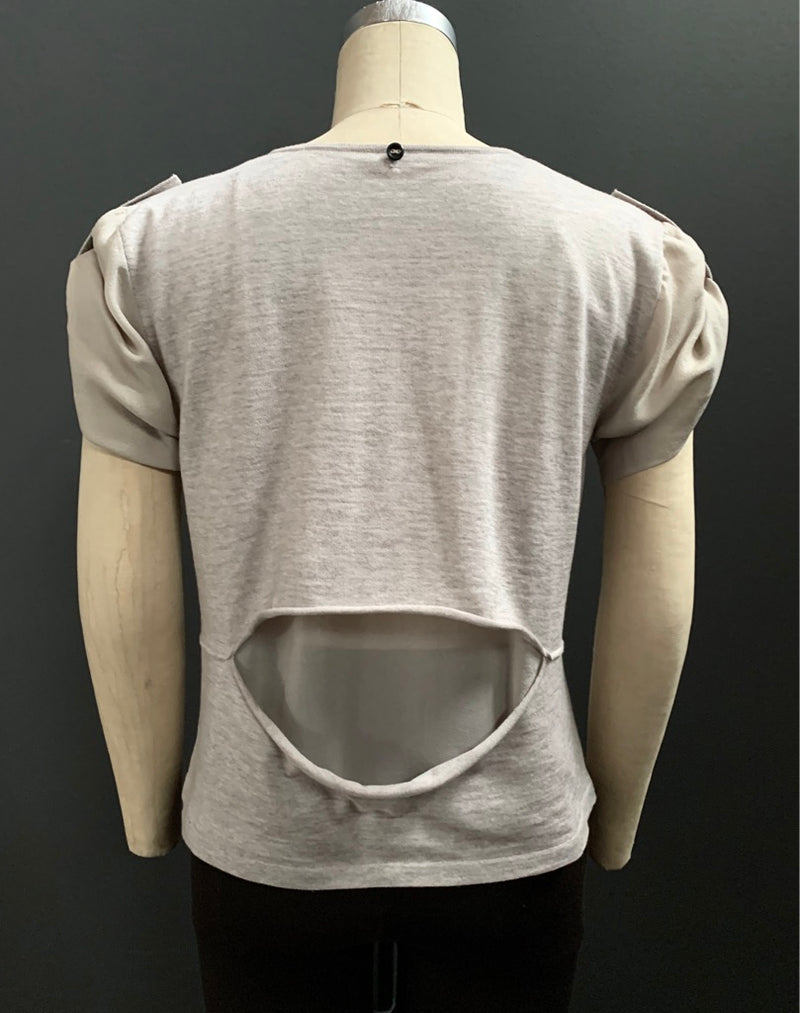 Embellished Chiffon Underlay Knit Tee (Varying Contrast Chiffon Available)