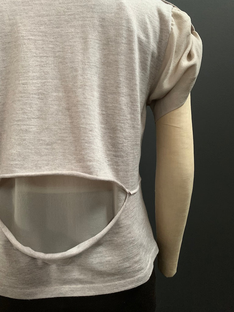 Embellished Chiffon Underlay Knit Tee (Varying Contrast Chiffon Available)