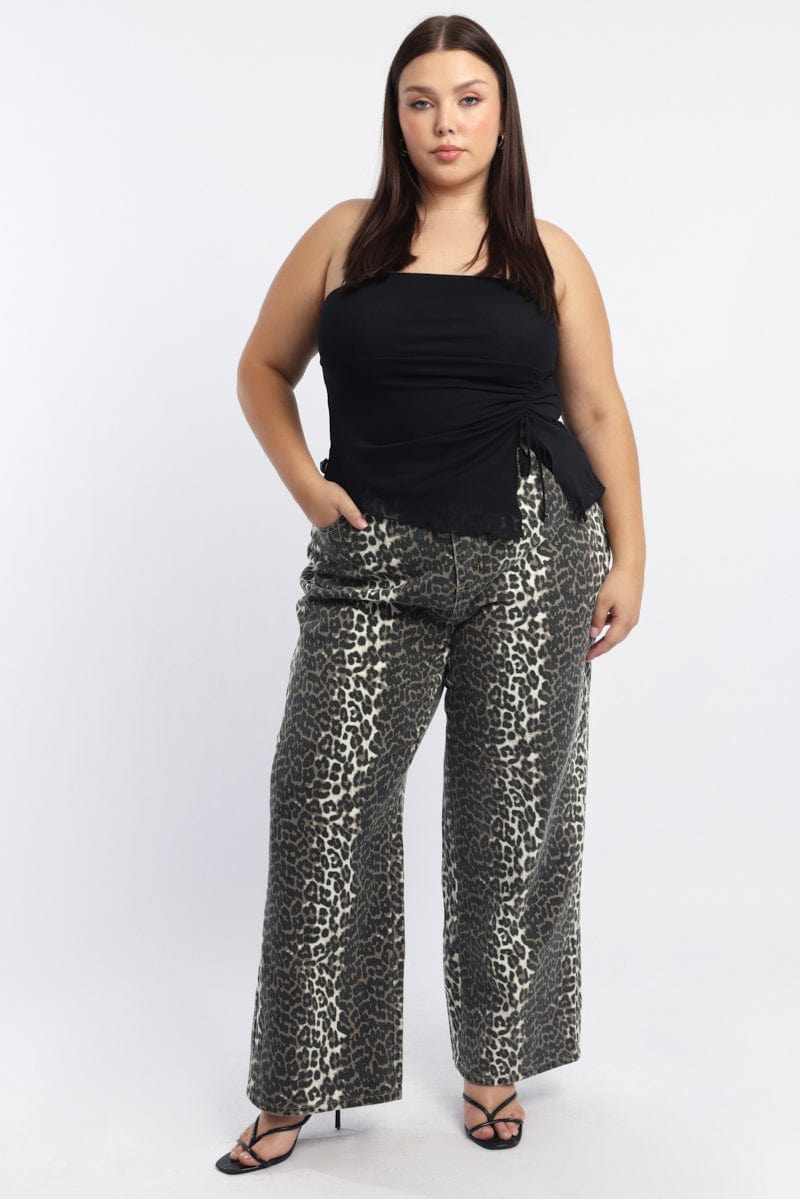 Black Bandeau Top Asymmetrical Hem
