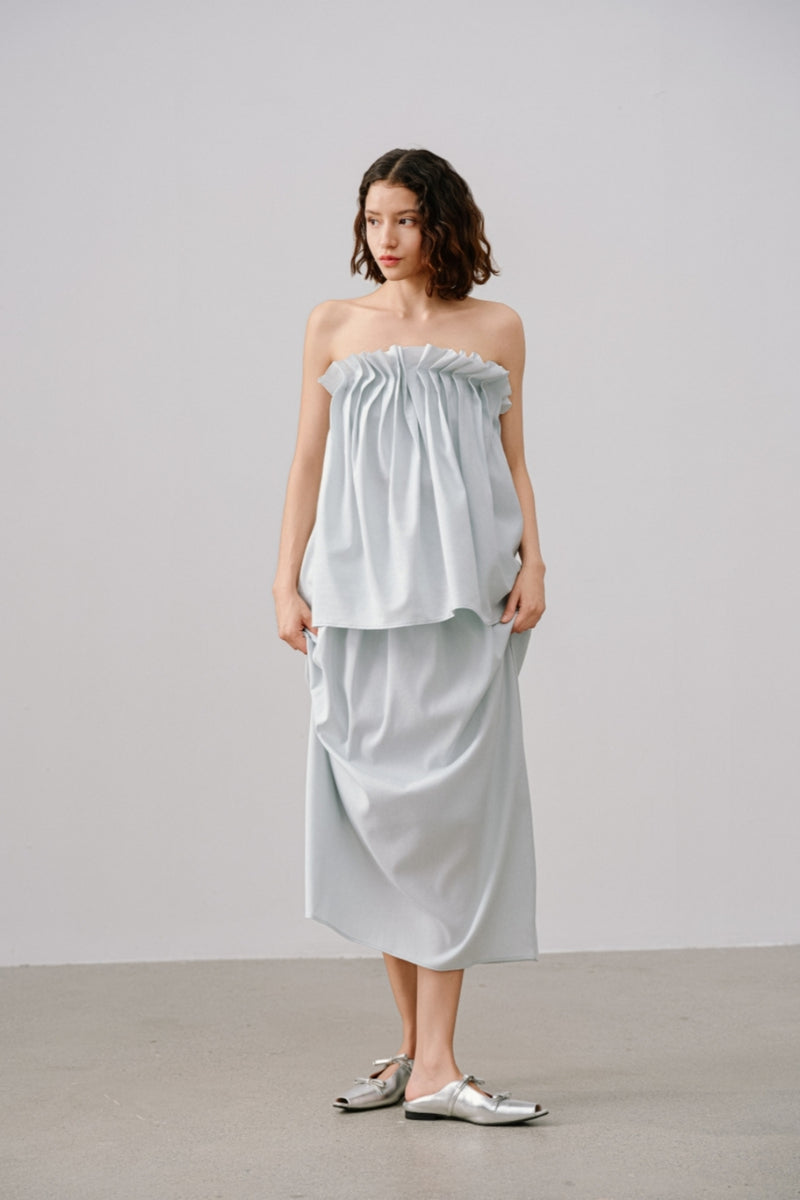 Elegant Pleated Bandeau Top – Soft TENCEL™ and Linen Blend, Lightweight and Breathable, Perfect for Summer