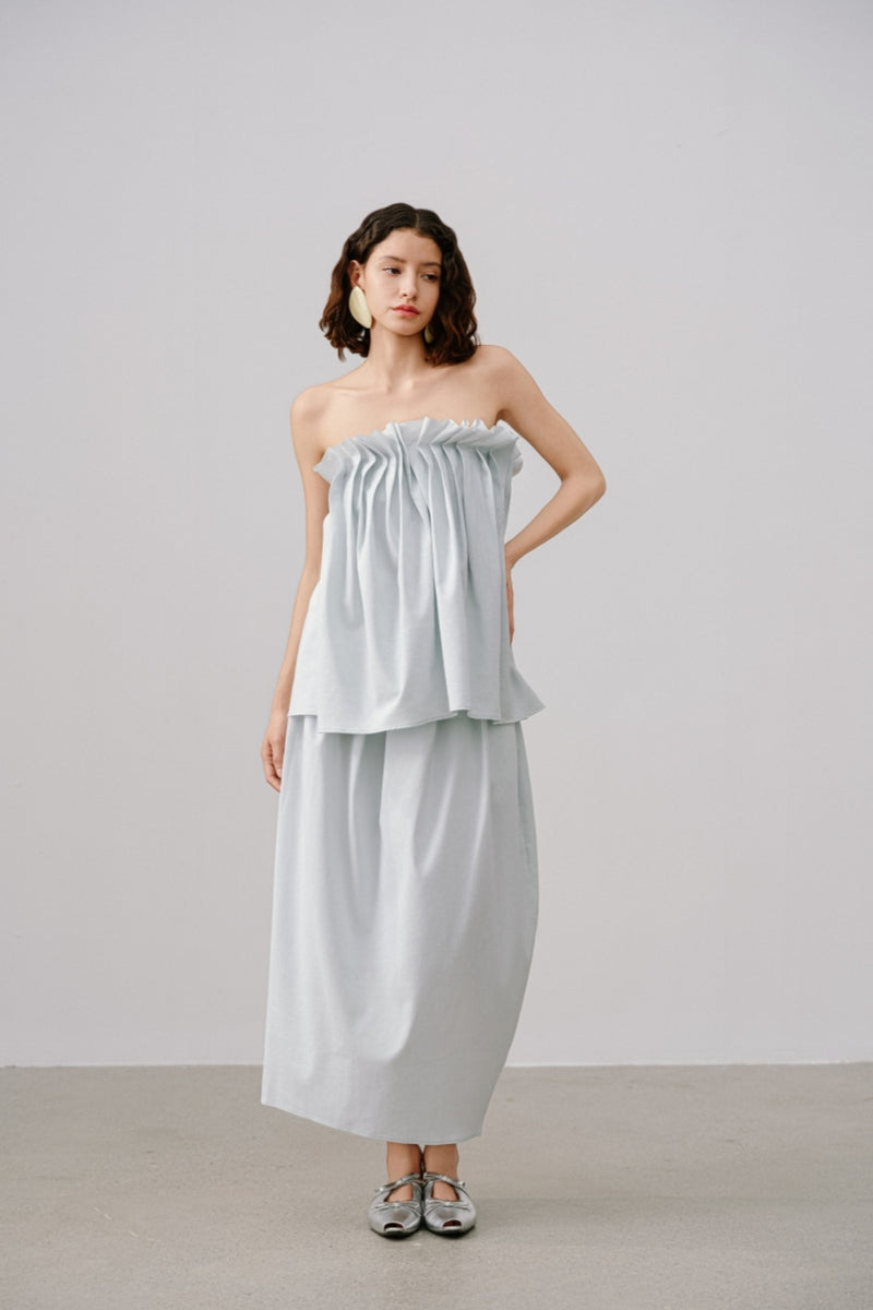 Elegant Pleated Bandeau Top – Soft TENCEL™ and Linen Blend, Lightweight and Breathable, Perfect for Summer