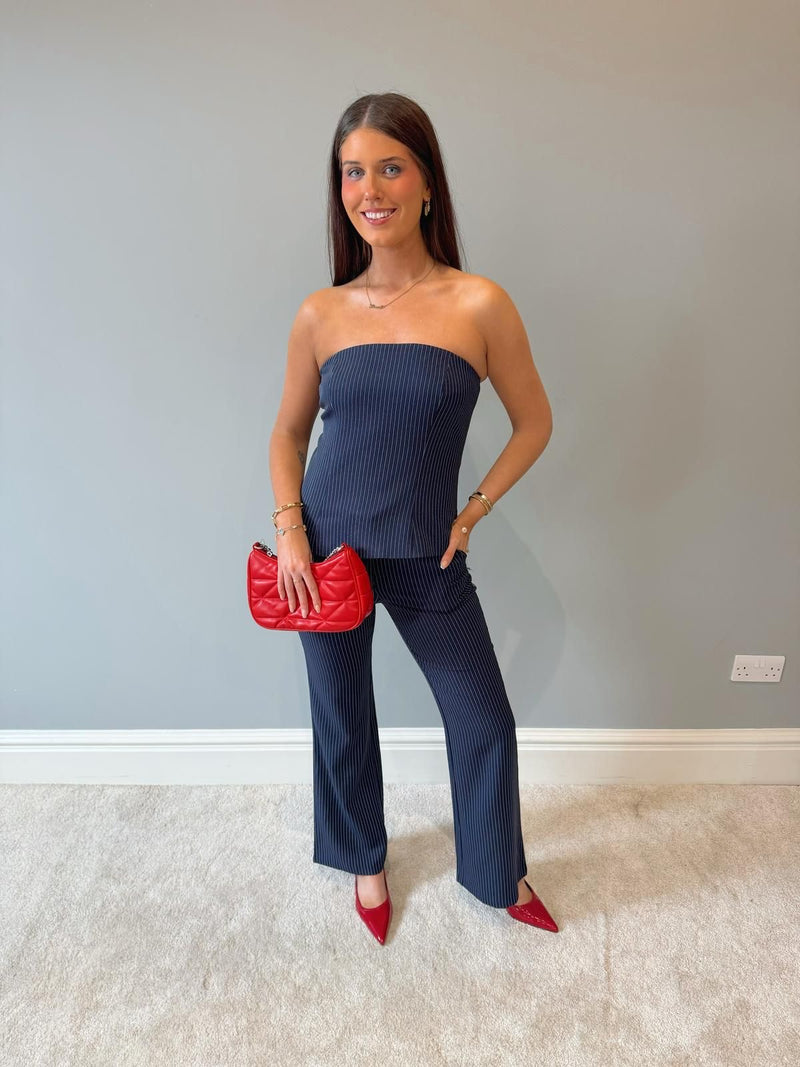 Sara Pinstripe Bandeau Top - Navy