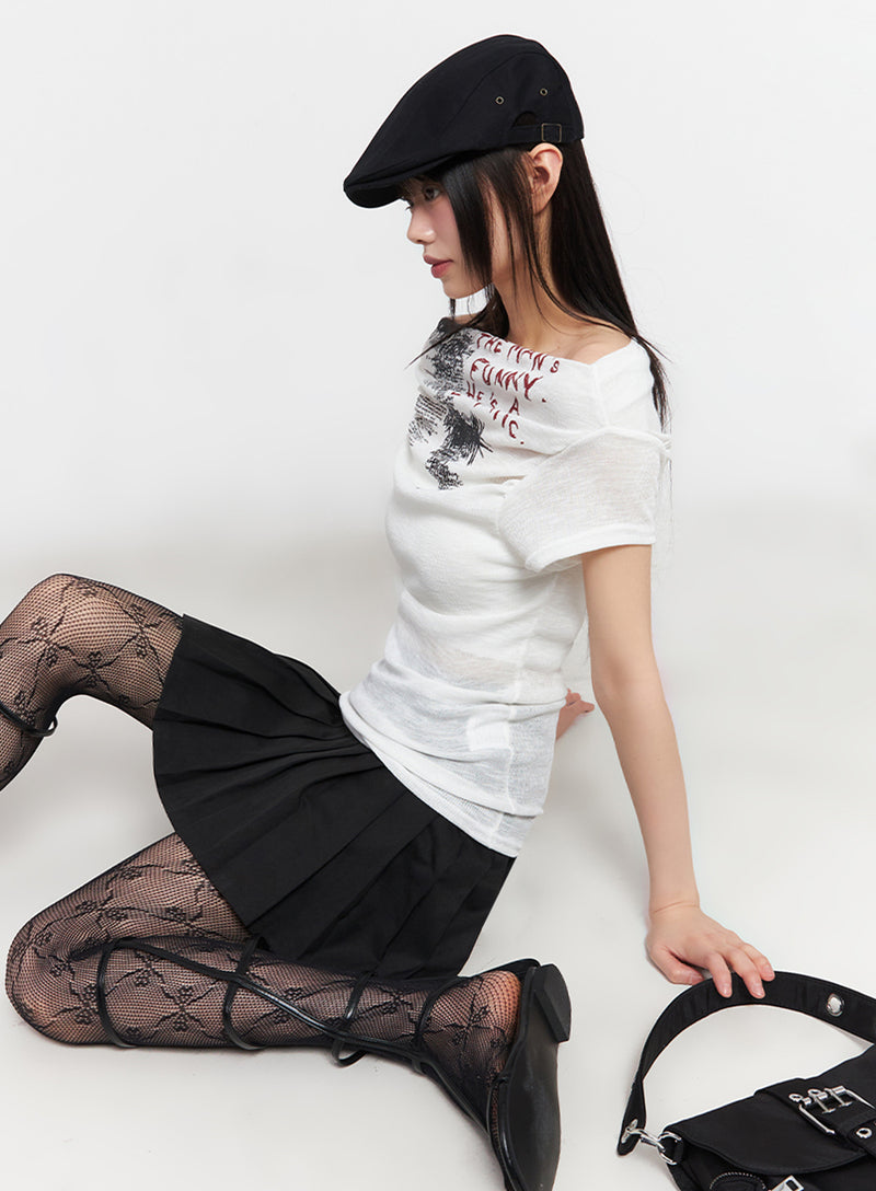 Muse Graphic Off-Shoulder Top IY502