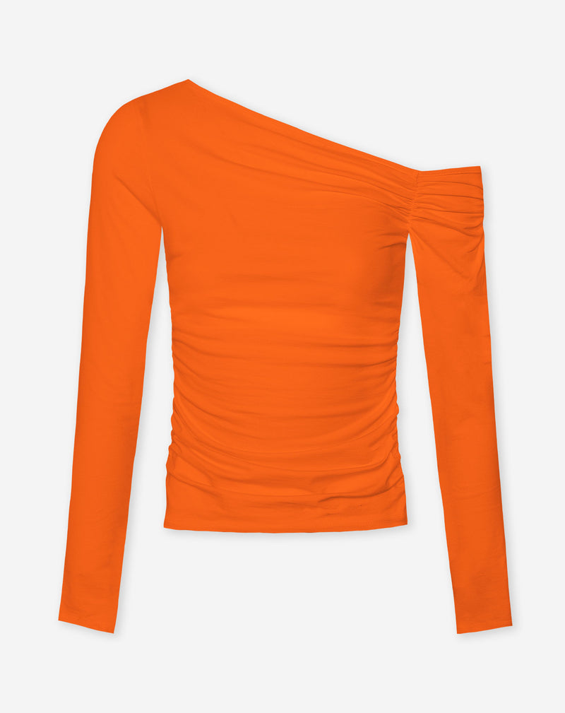 TAMAR OFF SHOULDER RUCHED TOP ORANGE
