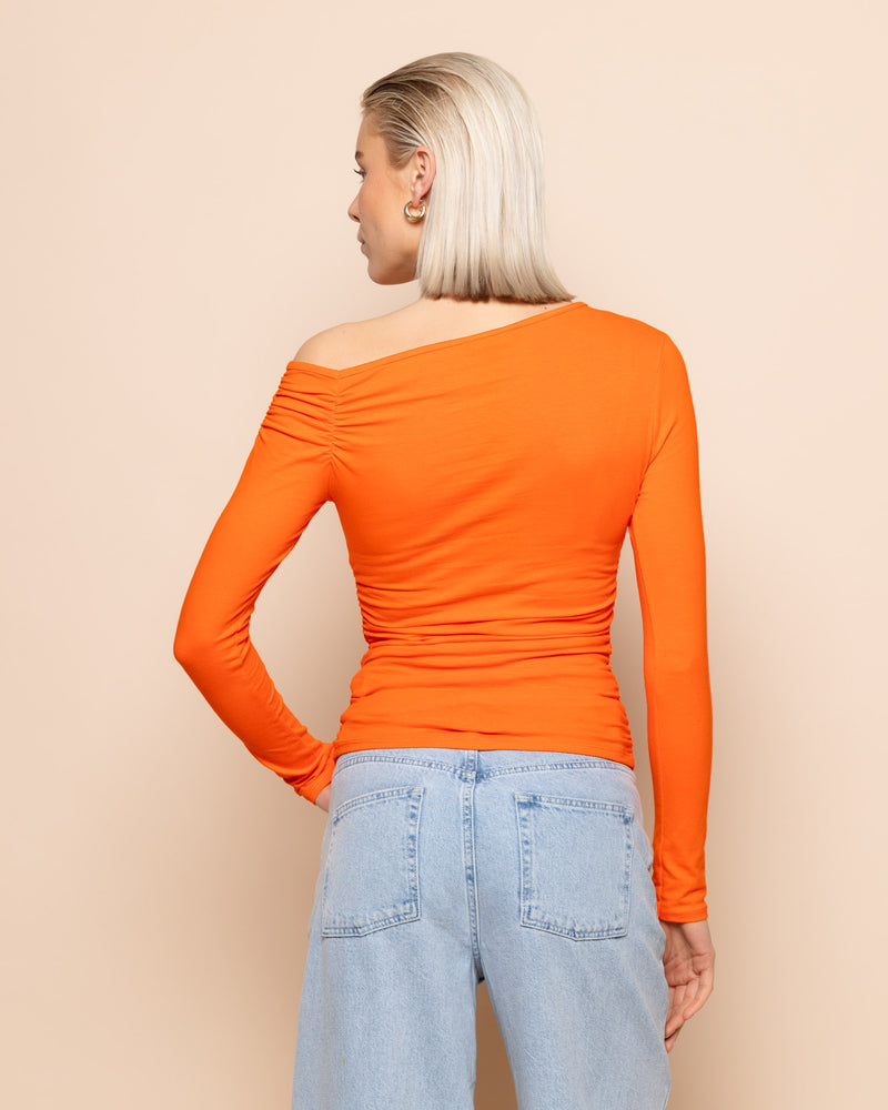 TAMAR OFF SHOULDER RUCHED TOP ORANGE