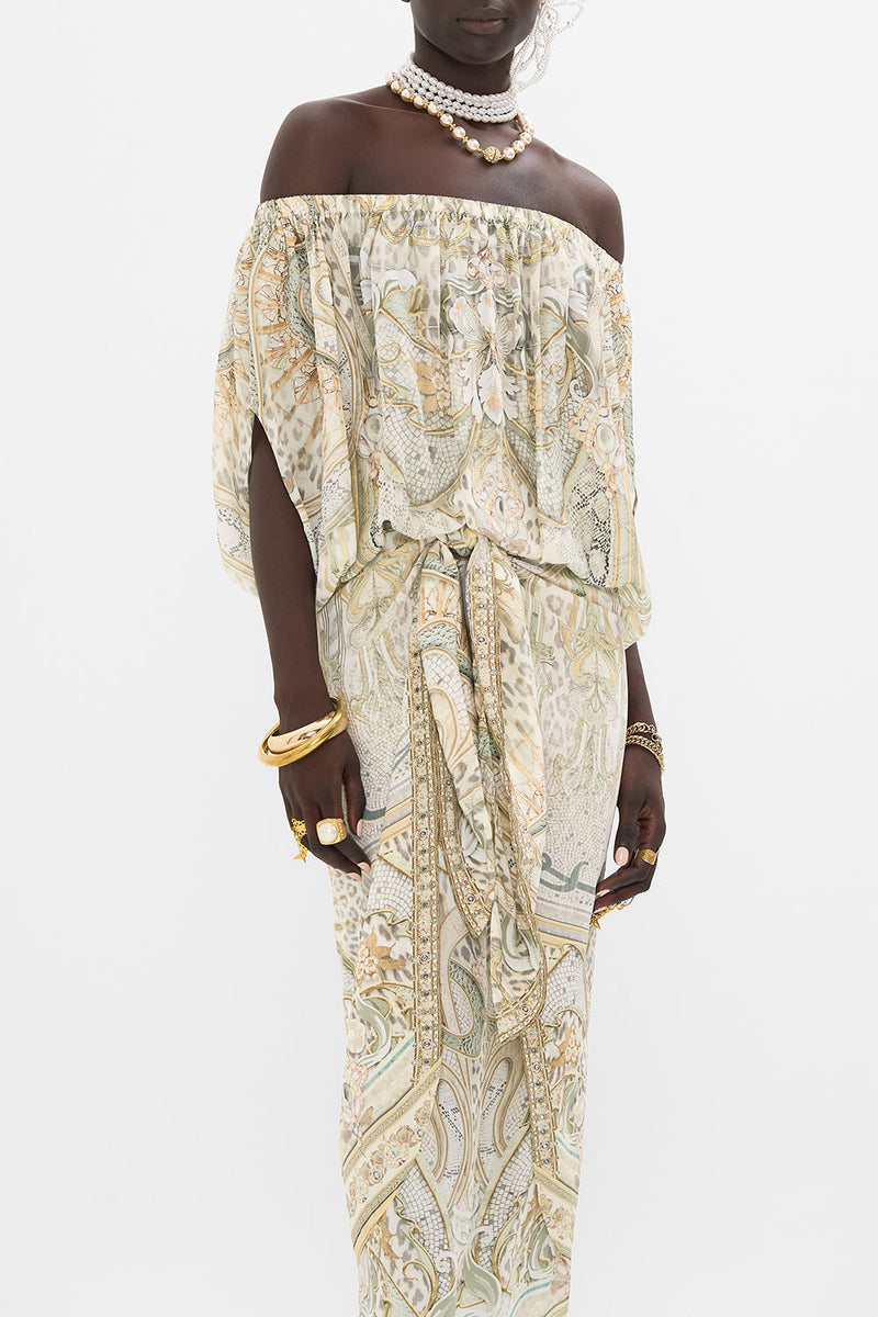 OFF SHOULDER ELASTIC TOP IVORY TOWER TALES