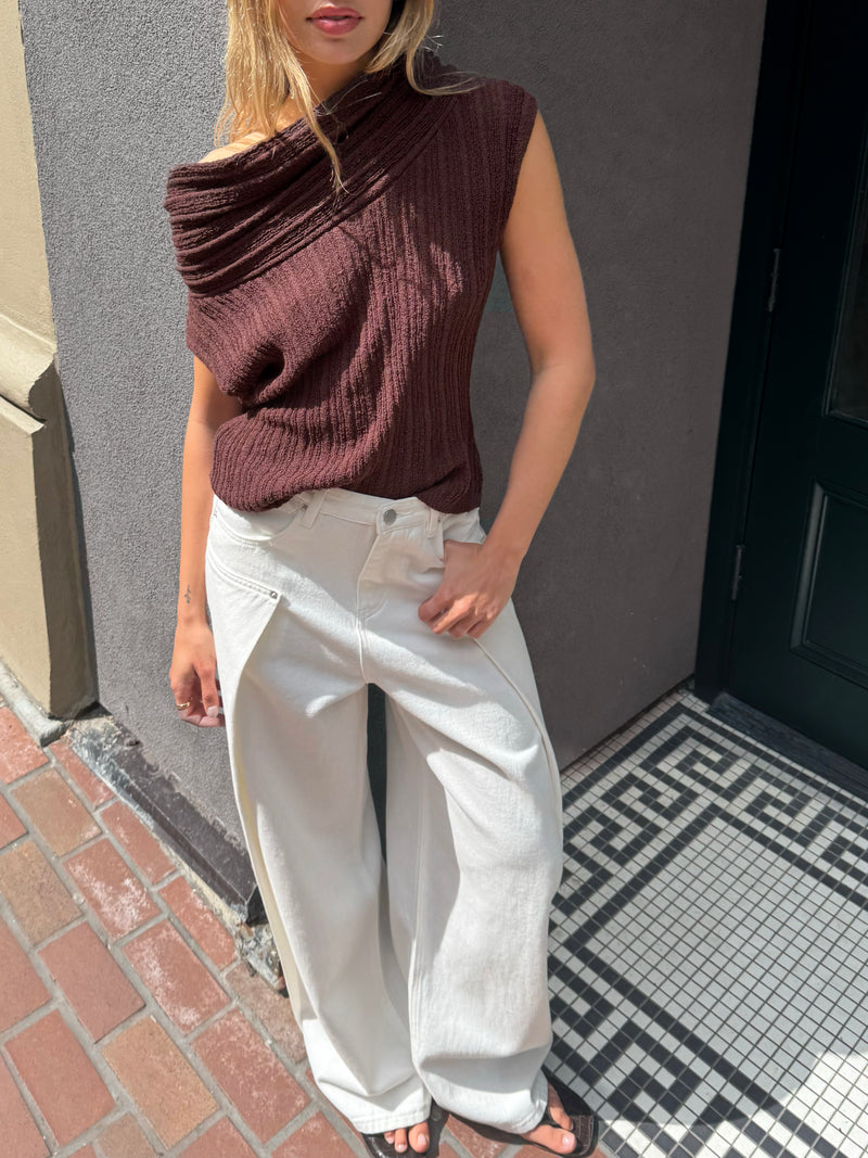 SLOUCHY OFF THE SHOULDER SHORT SLEEVE SWEATER