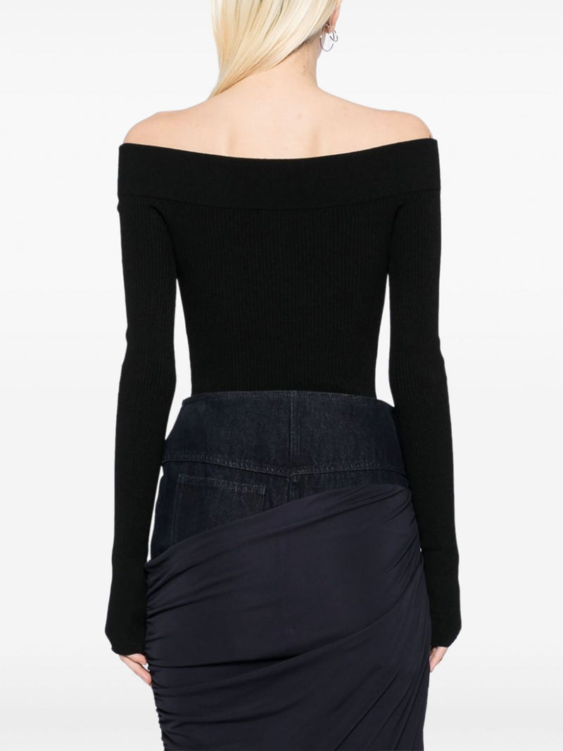 Off-Shoulder Ribbed Bodysuit