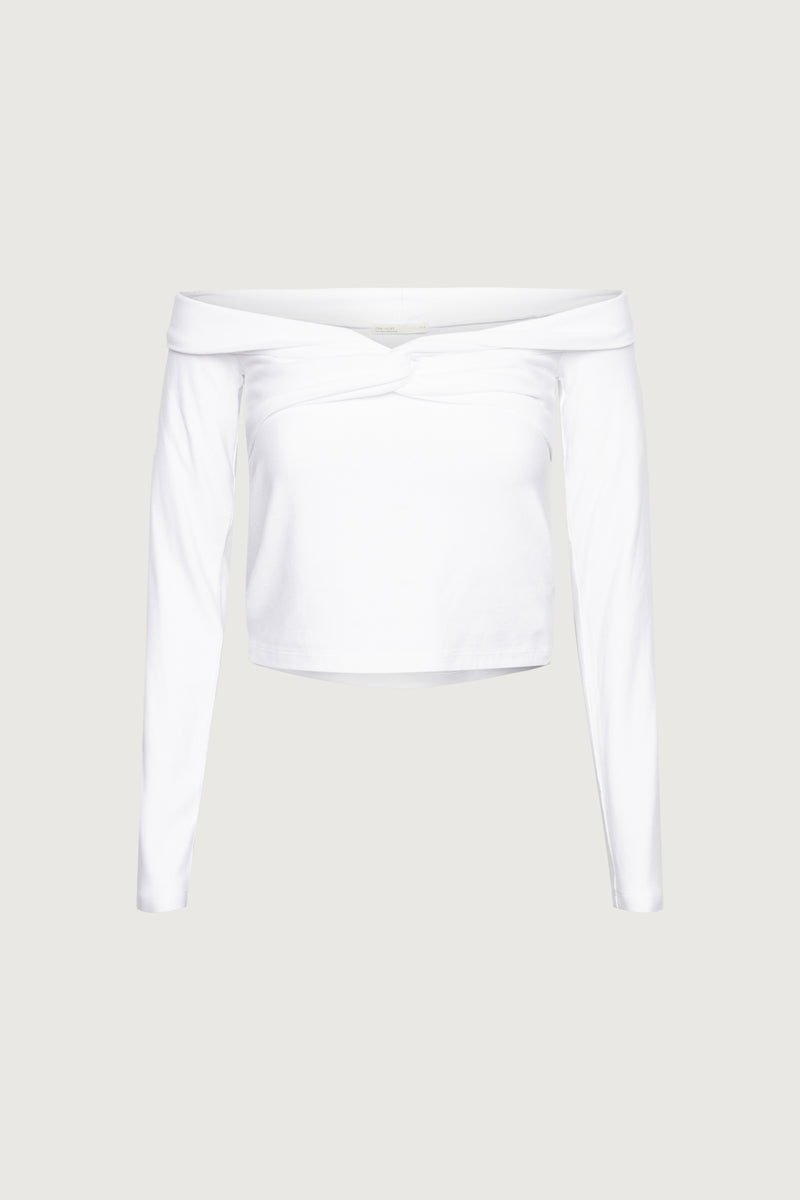 CROPPED OFF THE SHOULDER TWIST FRONT TOP