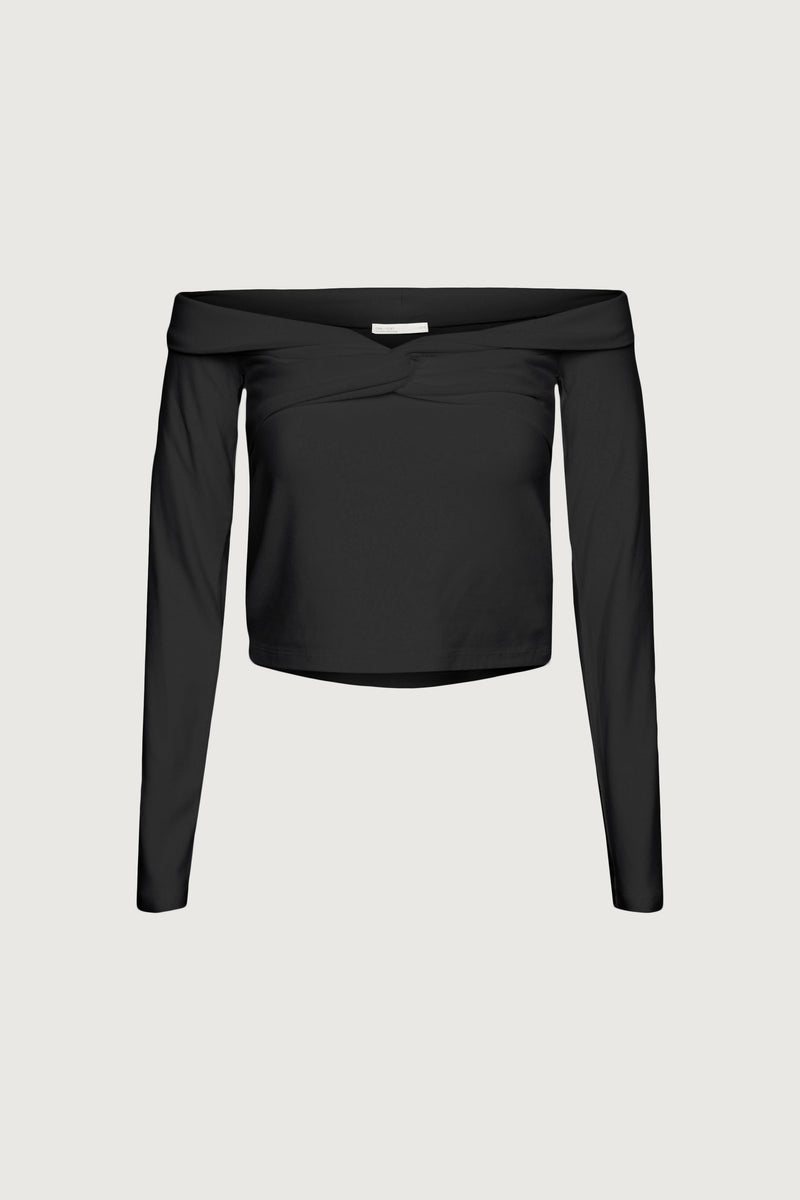 CROPPED OFF THE SHOULDER TWIST FRONT TOP
