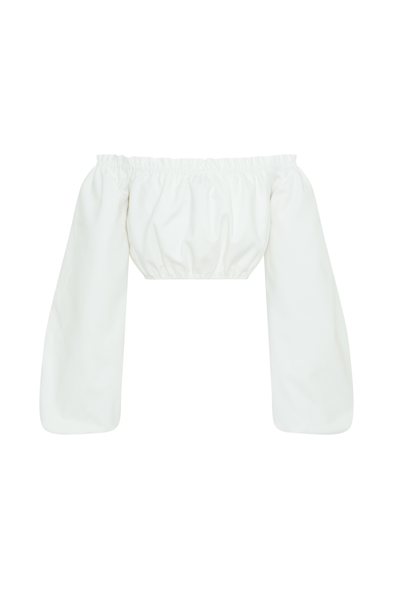 Salome Off Shoulder Crop Top - White