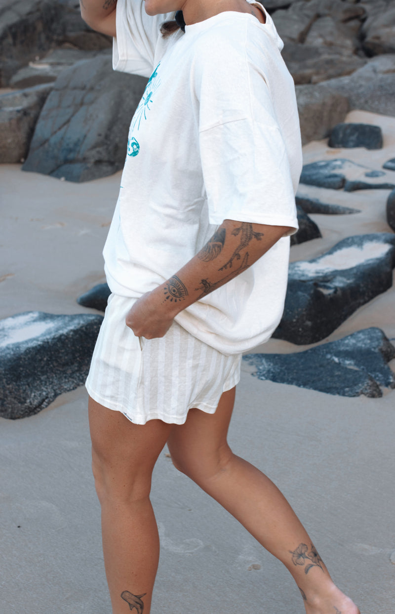 Surf, tacos & good vibes oversized hemp tee - Retro green - Ladies
