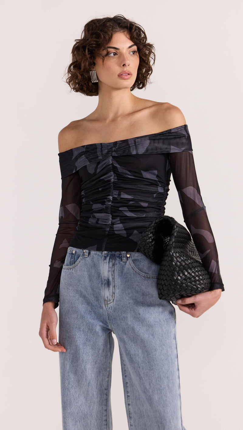 AURA MESH OFF SHOULDER TOP