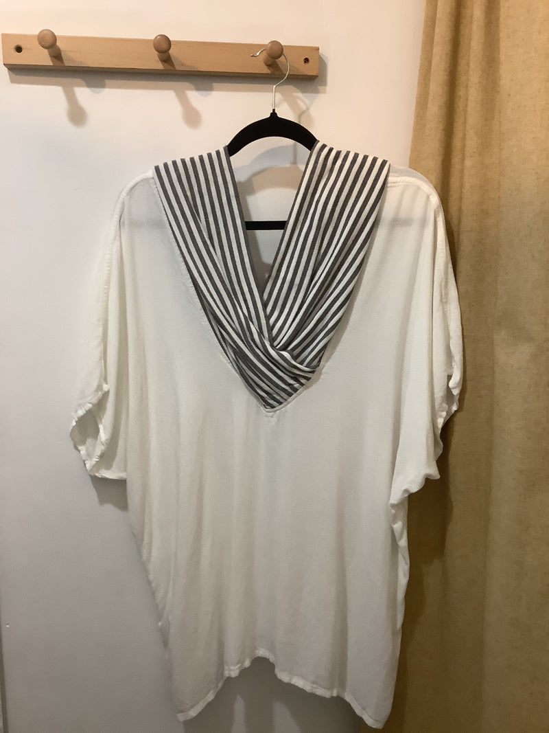 Off the Shoulder White and Striped Top