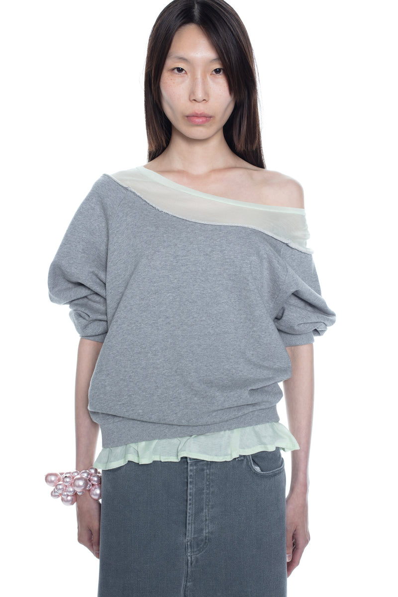 OFF SHOULDER SWEATSHIRT in heather grey