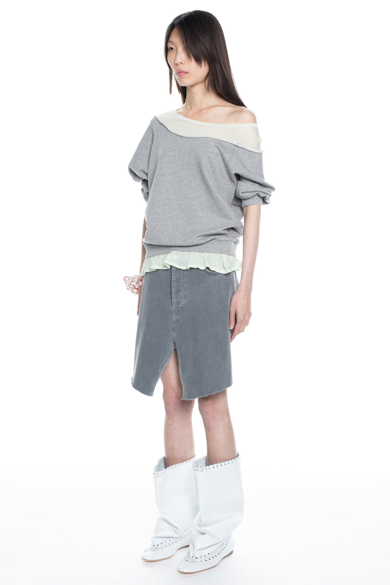 OFF SHOULDER SWEATSHIRT in heather grey