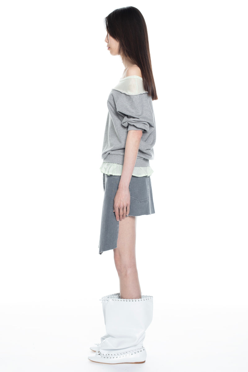 OFF SHOULDER SWEATSHIRT in heather grey