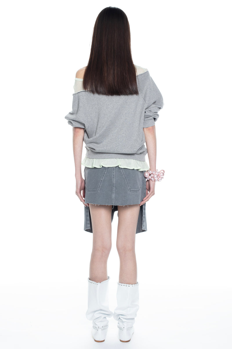 OFF SHOULDER SWEATSHIRT in heather grey