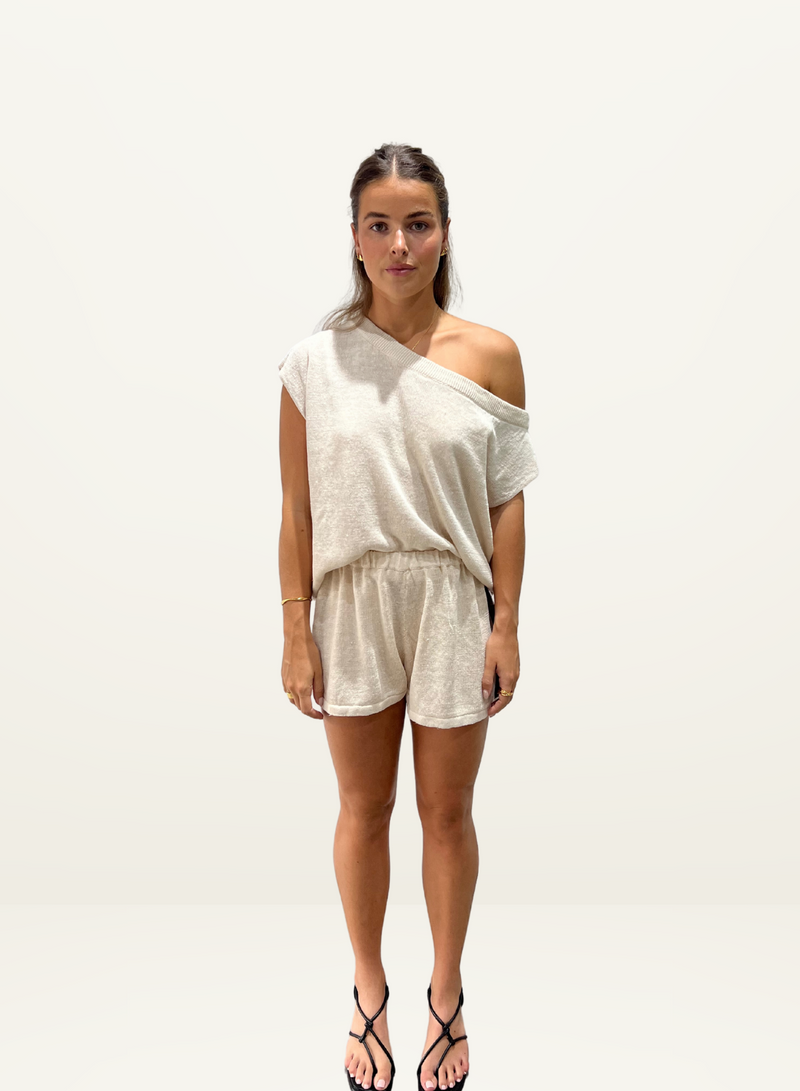 Summi Summi Knit Off Shoulder Top in CREAM