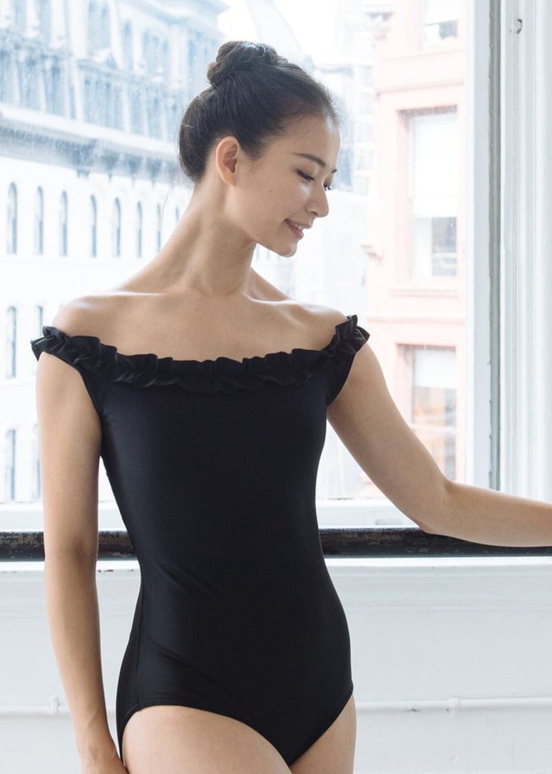 Marie Leotard - Ruffle Neckline Off-shoulder Leotard
