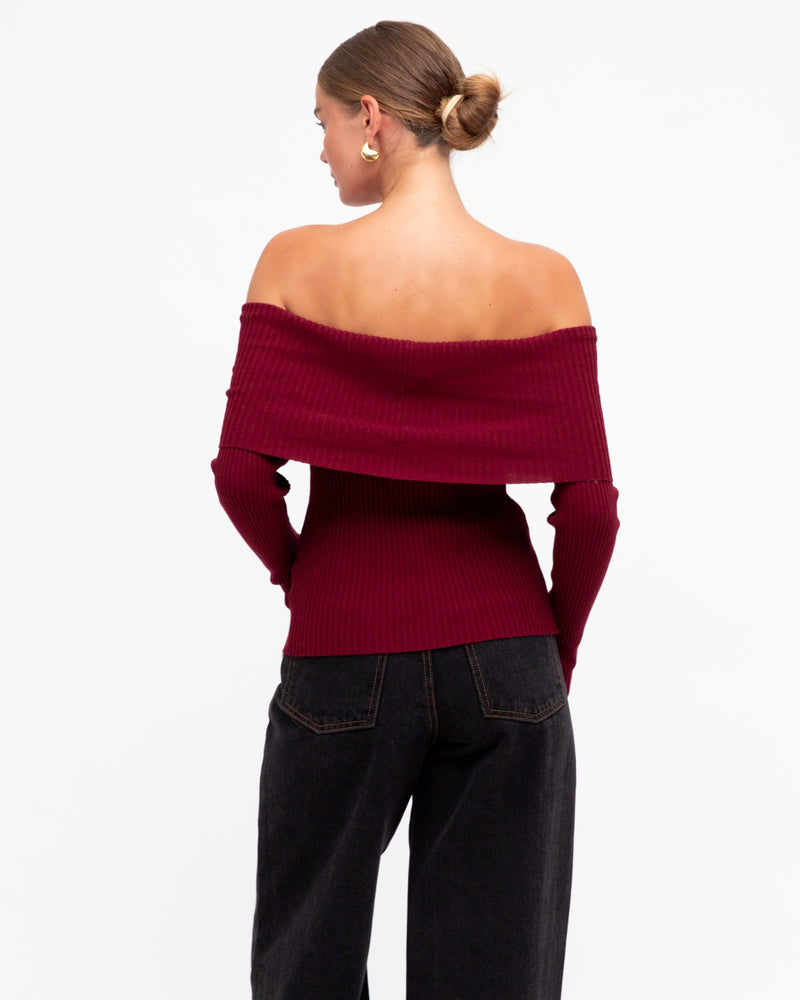 Camilla Off the Shoulder Top, Wine