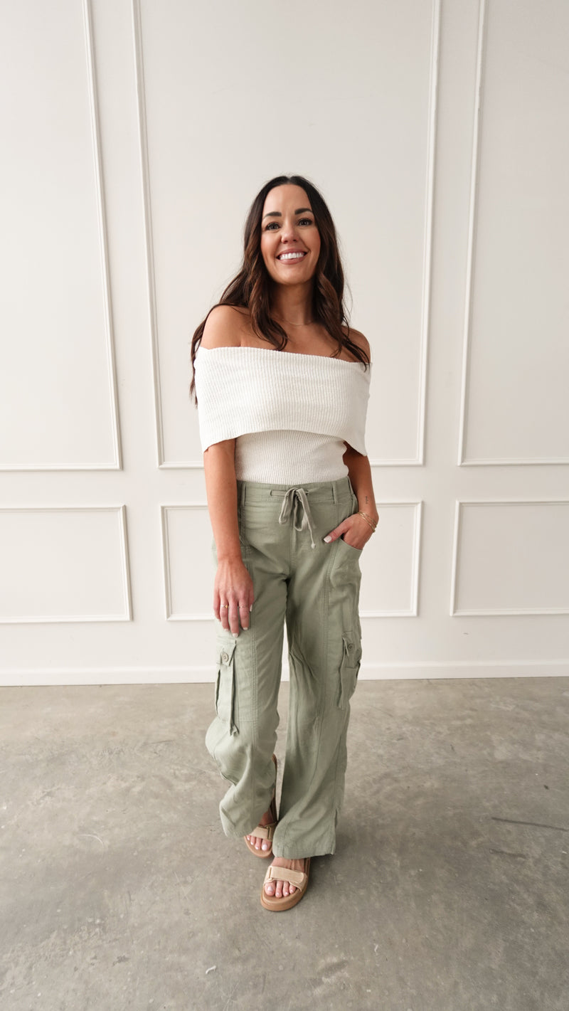 White Off-Shoulder Knit Top