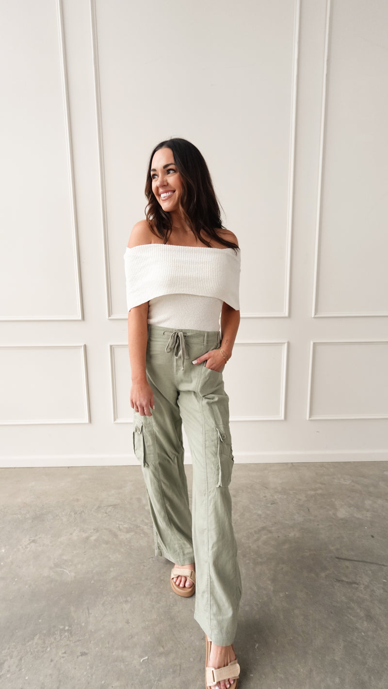 White Off-Shoulder Knit Top