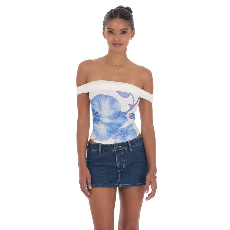 Floral Mesh Off Shoulder Top