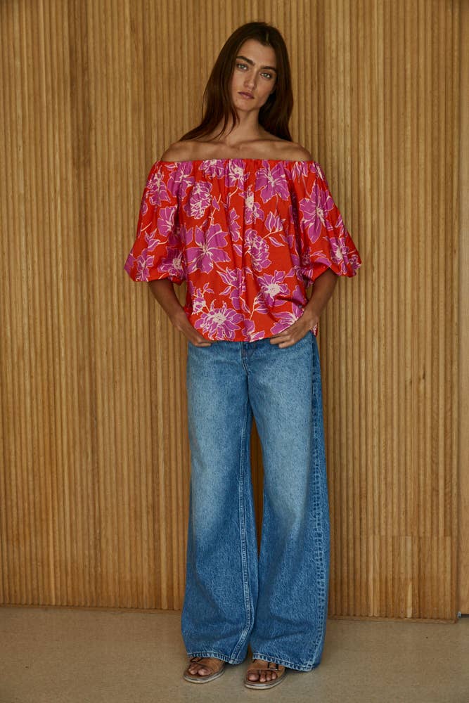 Floral Print Off The Shoulder Top