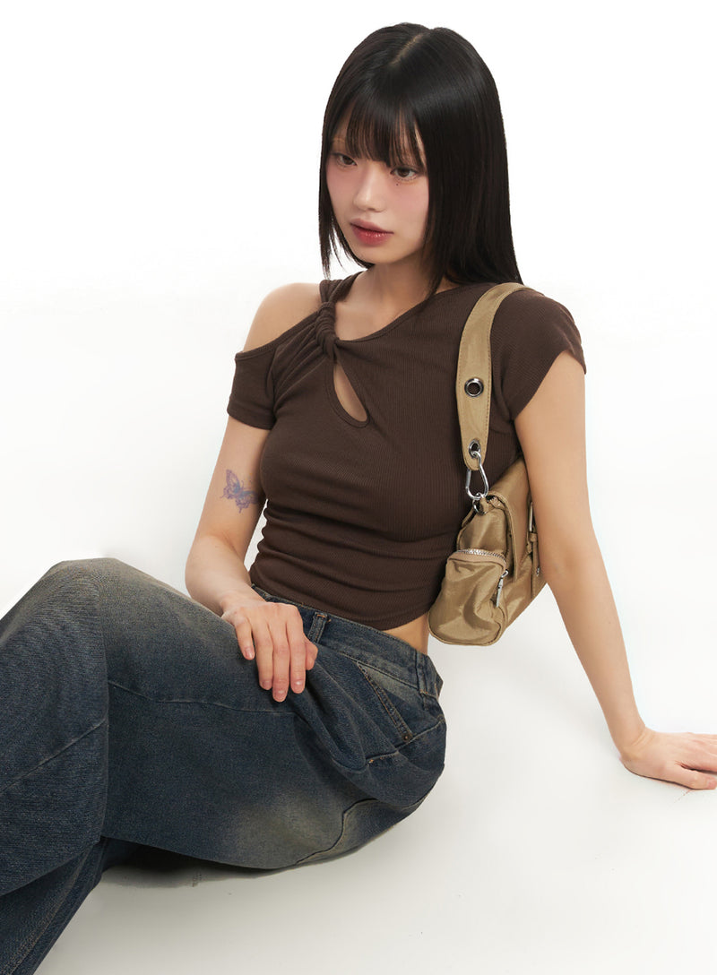 Asymmetric Cut-Out Crop Top IY502