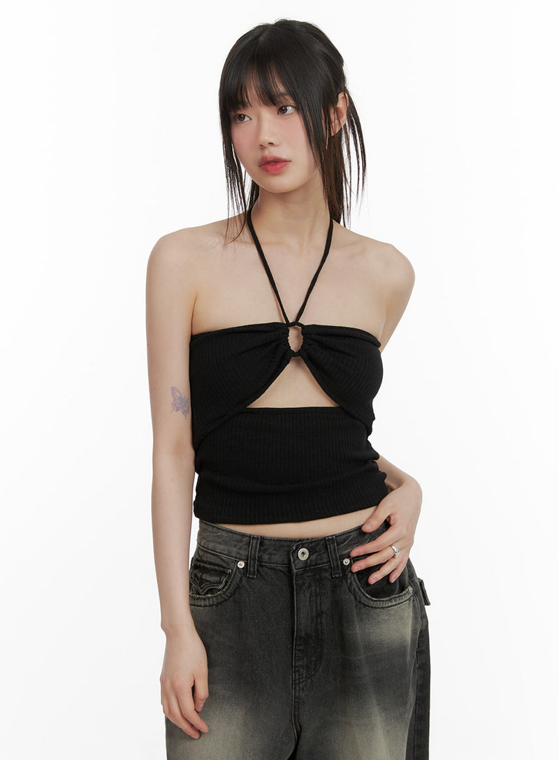 Cut Out Halter Top CA418
