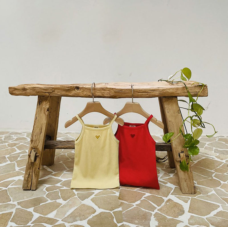 Toddler Milk SS25 Spaghetti Strap Heart Cut Out Top (1-7y) - 2 Colors