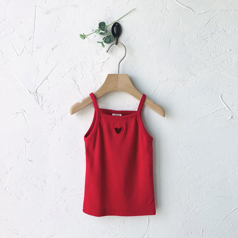 Toddler Milk SS25 Spaghetti Strap Heart Cut Out Top (1-7y) - 2 Colors